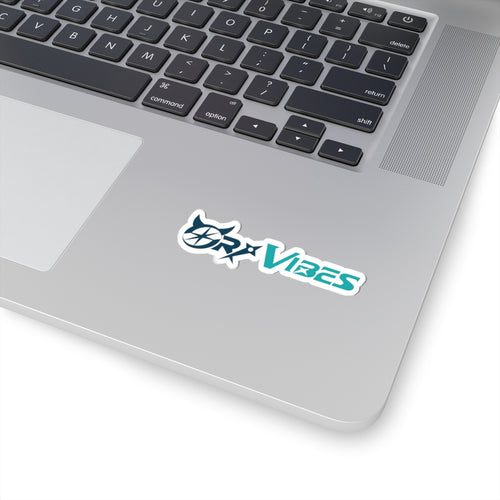 Vibes Logo Kiss-Cut Sticker — Teal & Navy Laptop Decal